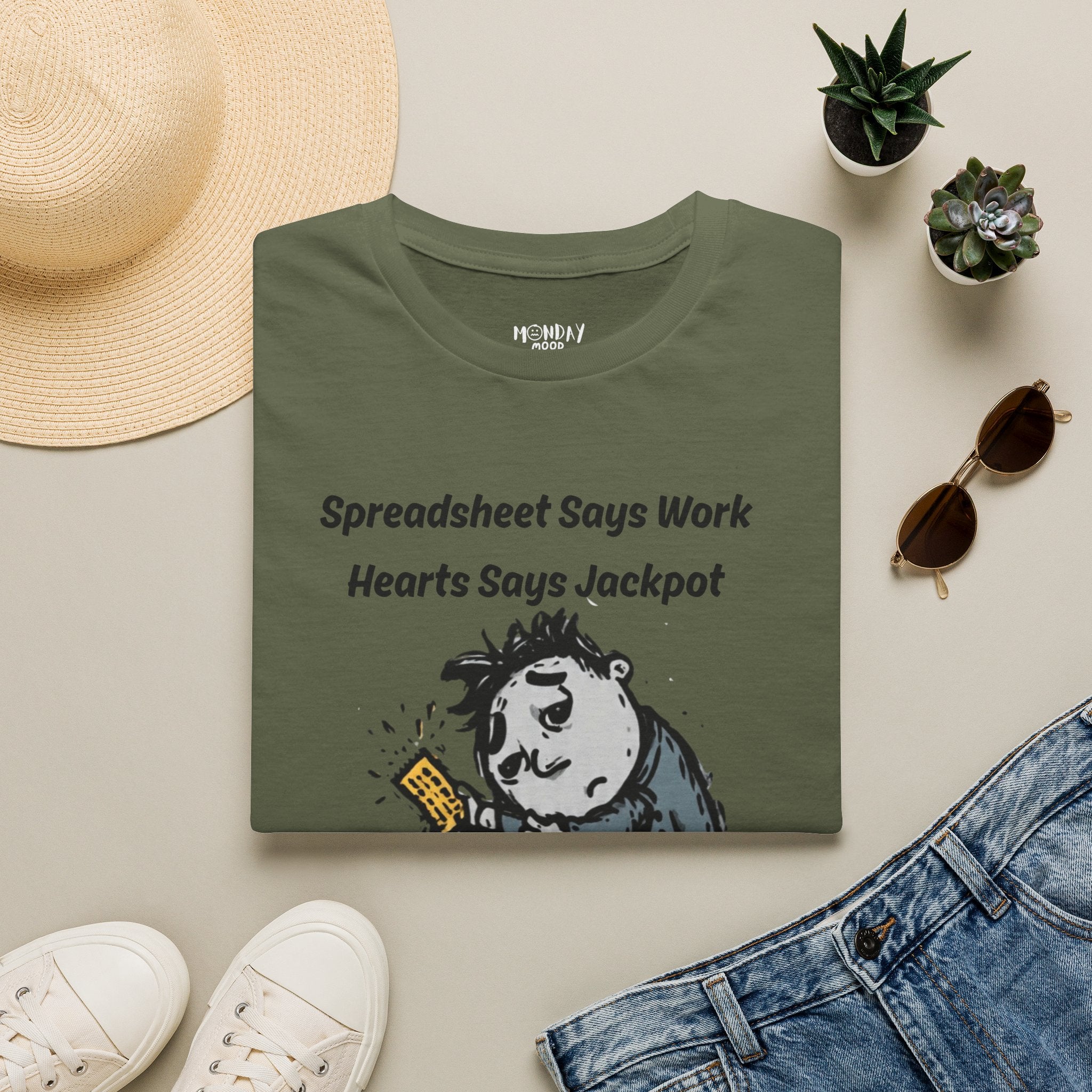 Spreadsheet Says Work Hearts Says Jackpot T-Shirt