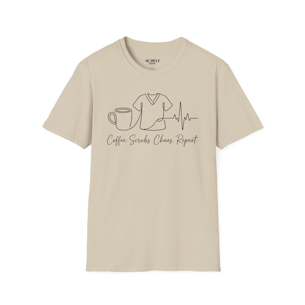 Coffee Scrubs Chaos Repeat T-Shirt