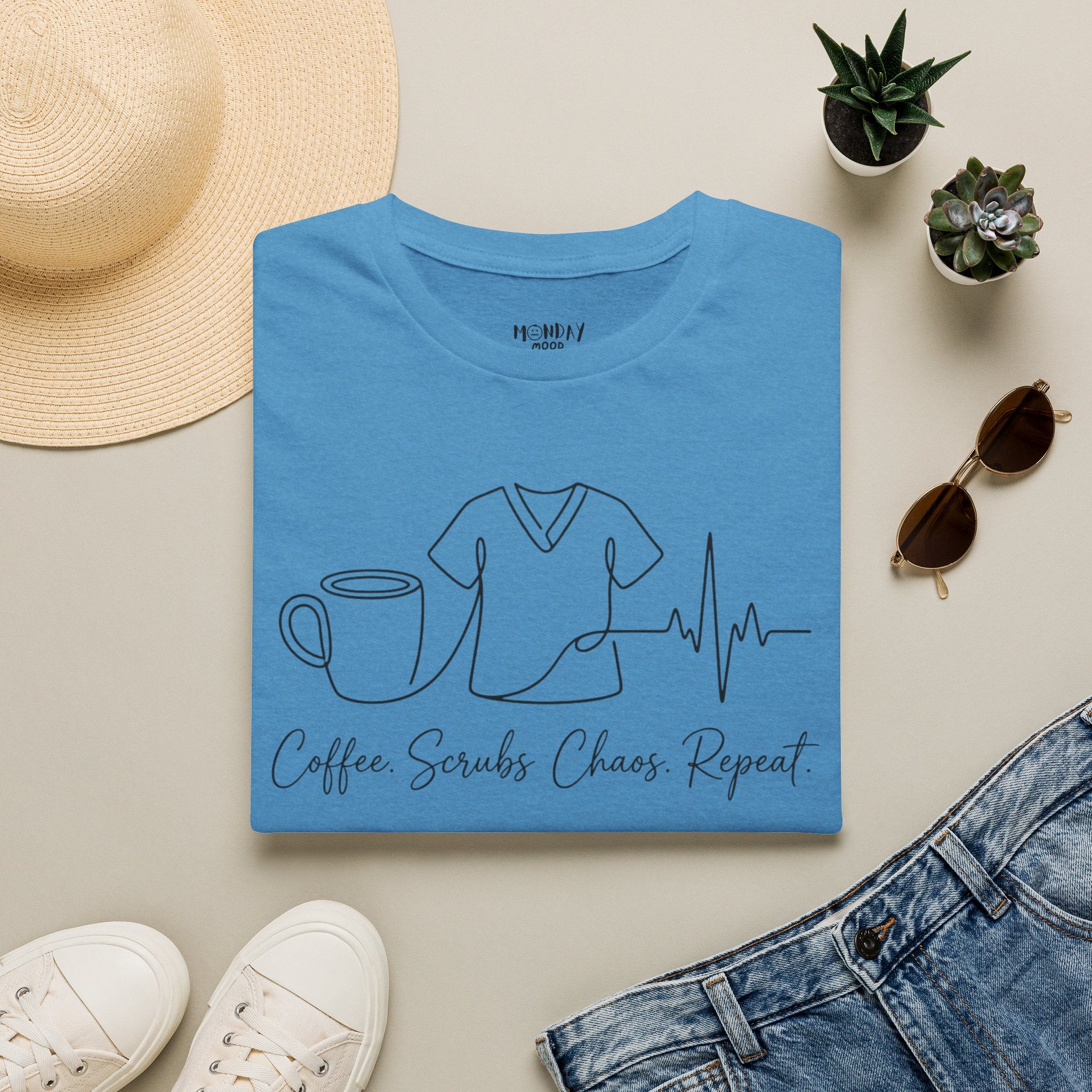 Coffee Scrubs Chaos Repeat T-Shirt