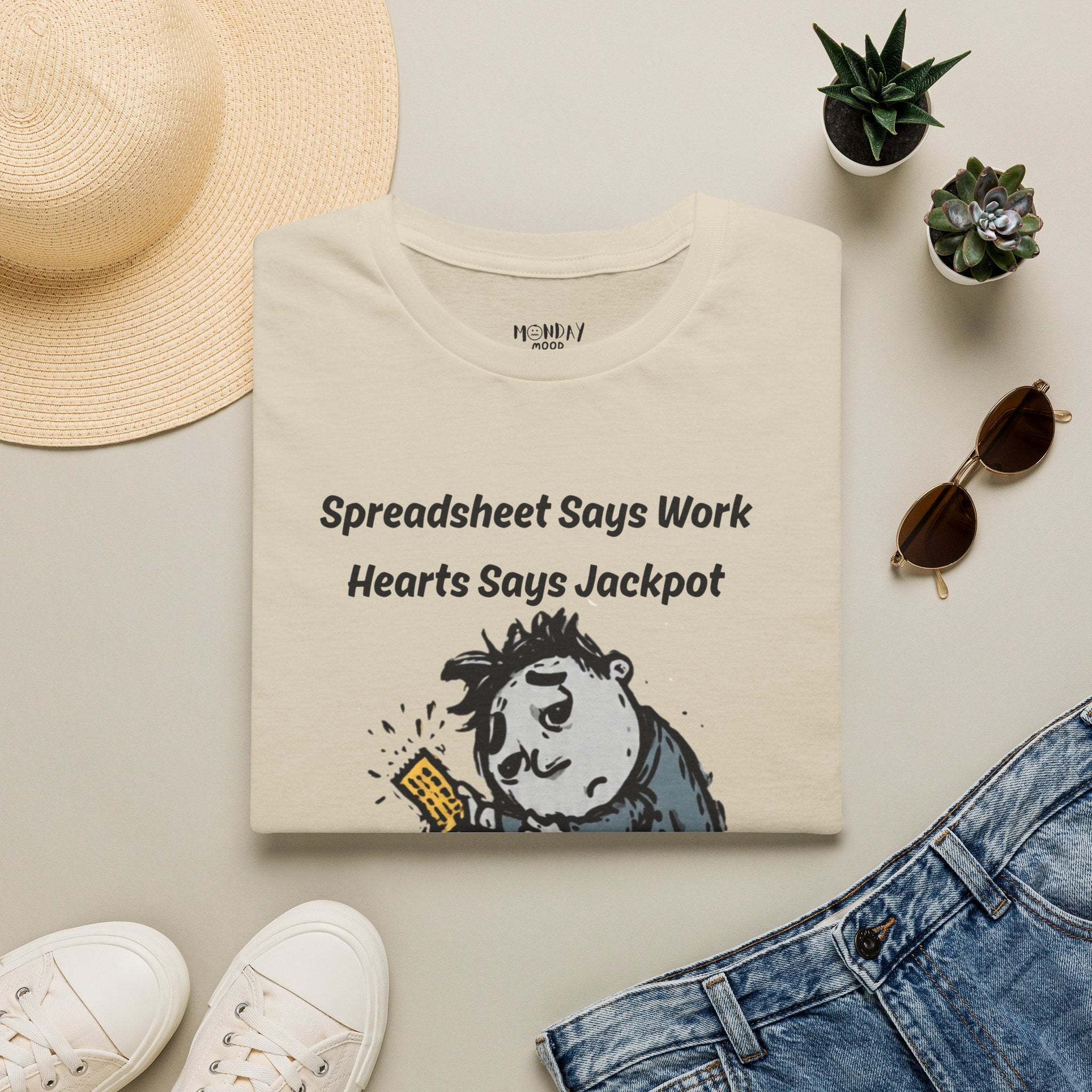 Spreadsheet Says Work Hearts Says Jackpot T-Shirt