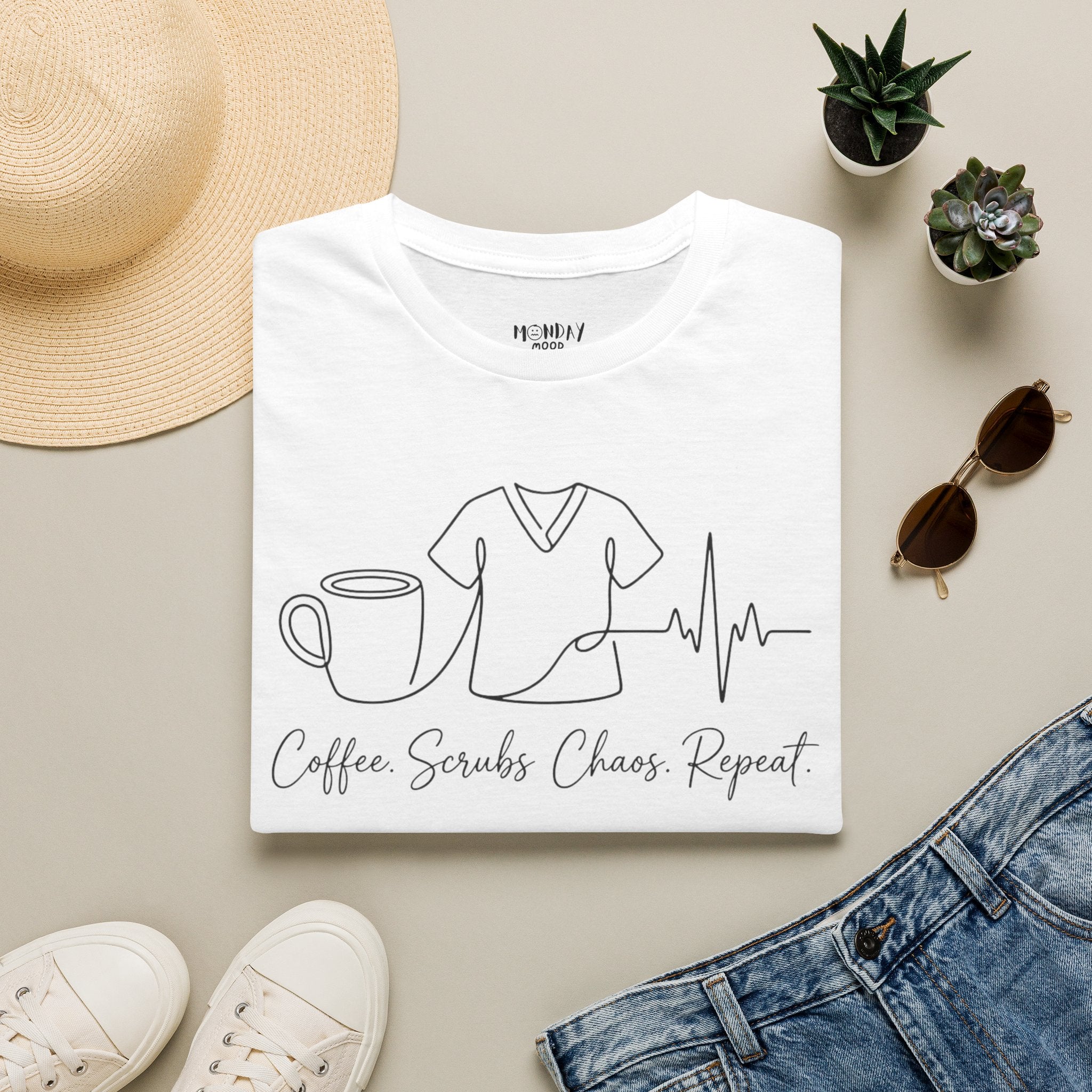 Coffee Scrubs Chaos Repeat T-Shirt
