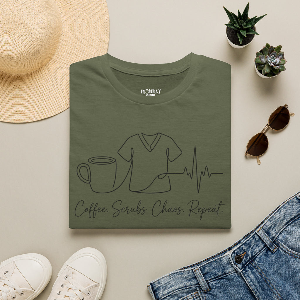 Coffee Scrubs Chaos Repeat T-Shirt