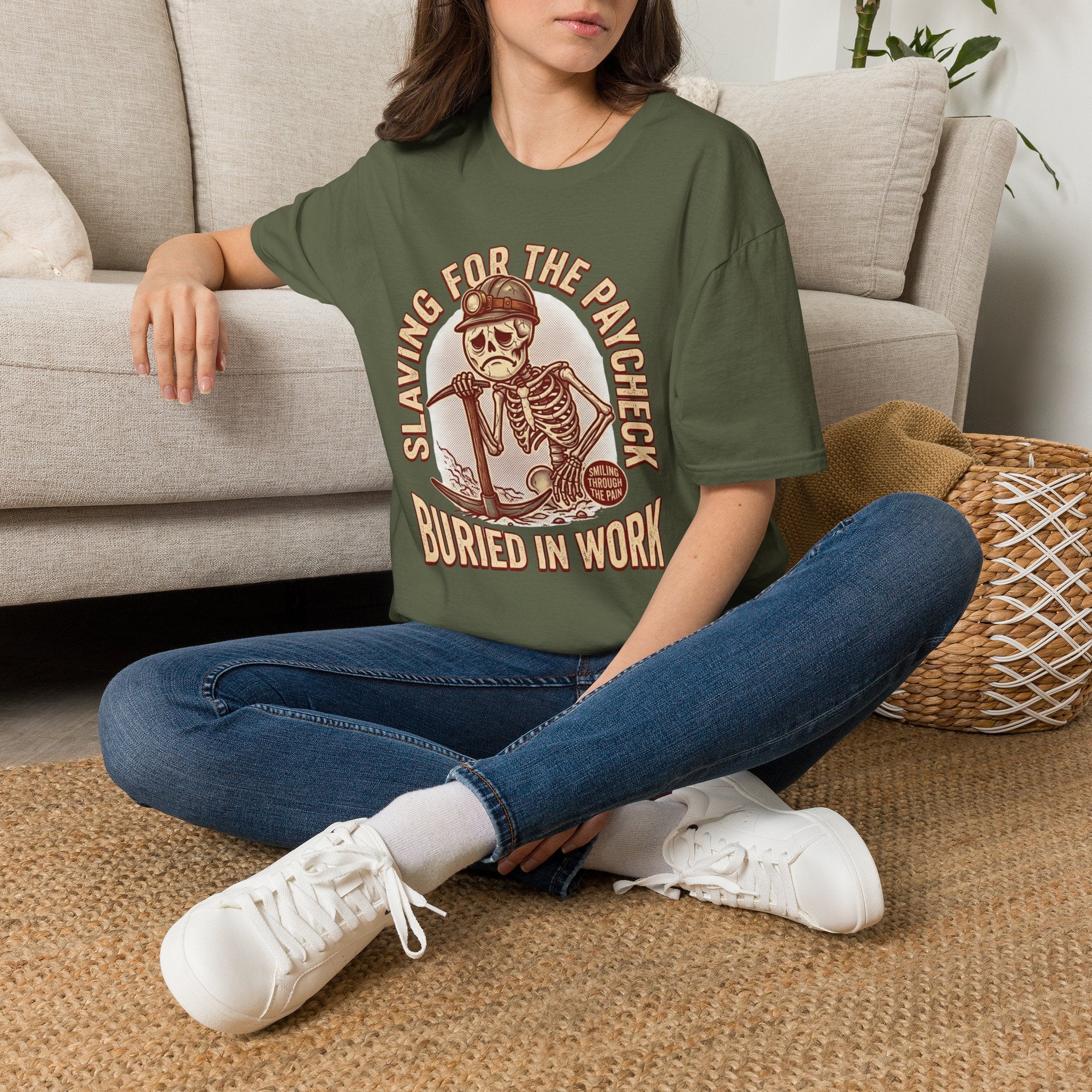 Slaving For The Paycheck Buried In Work T-Shirt