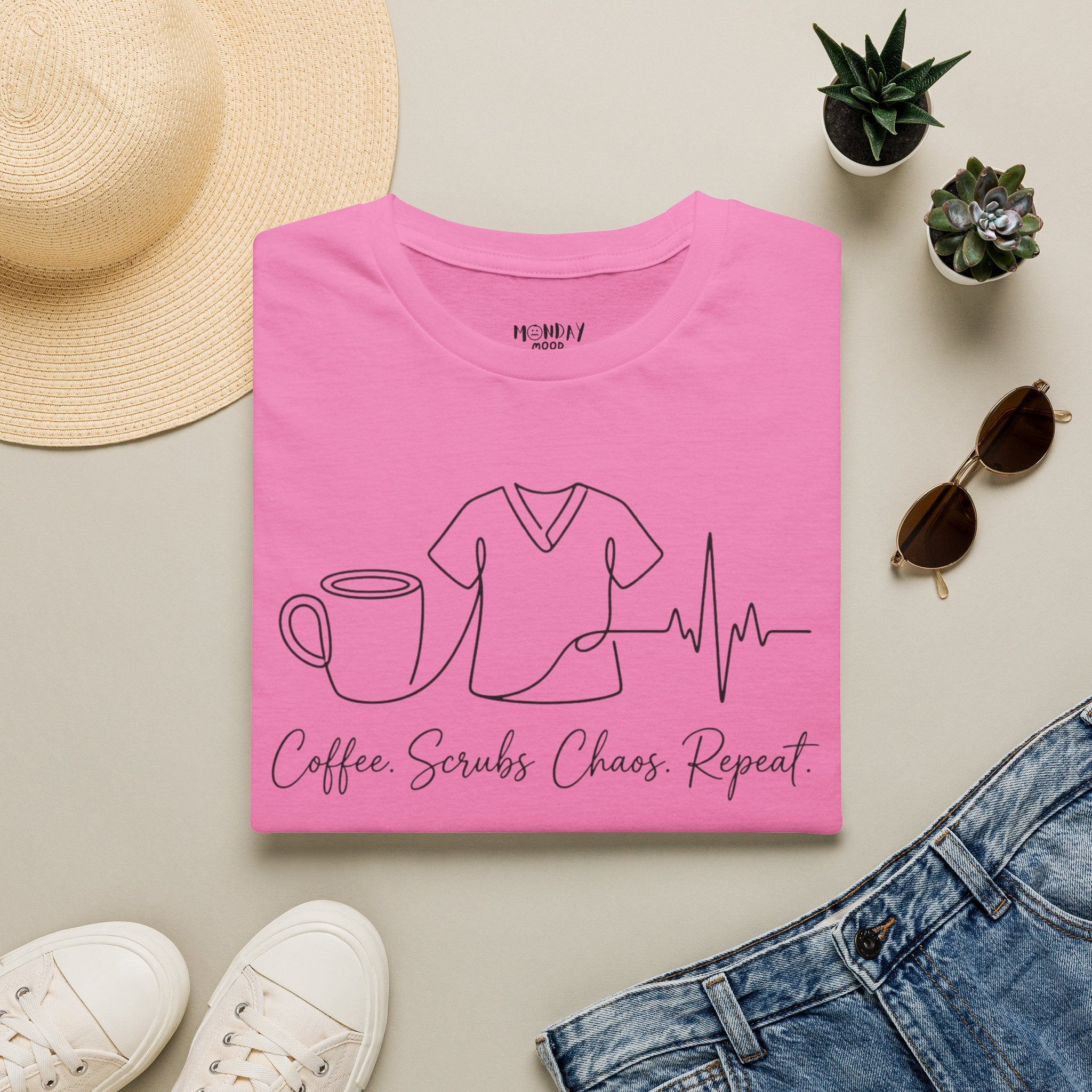 Coffee Scrubs Chaos Repeat T-Shirt