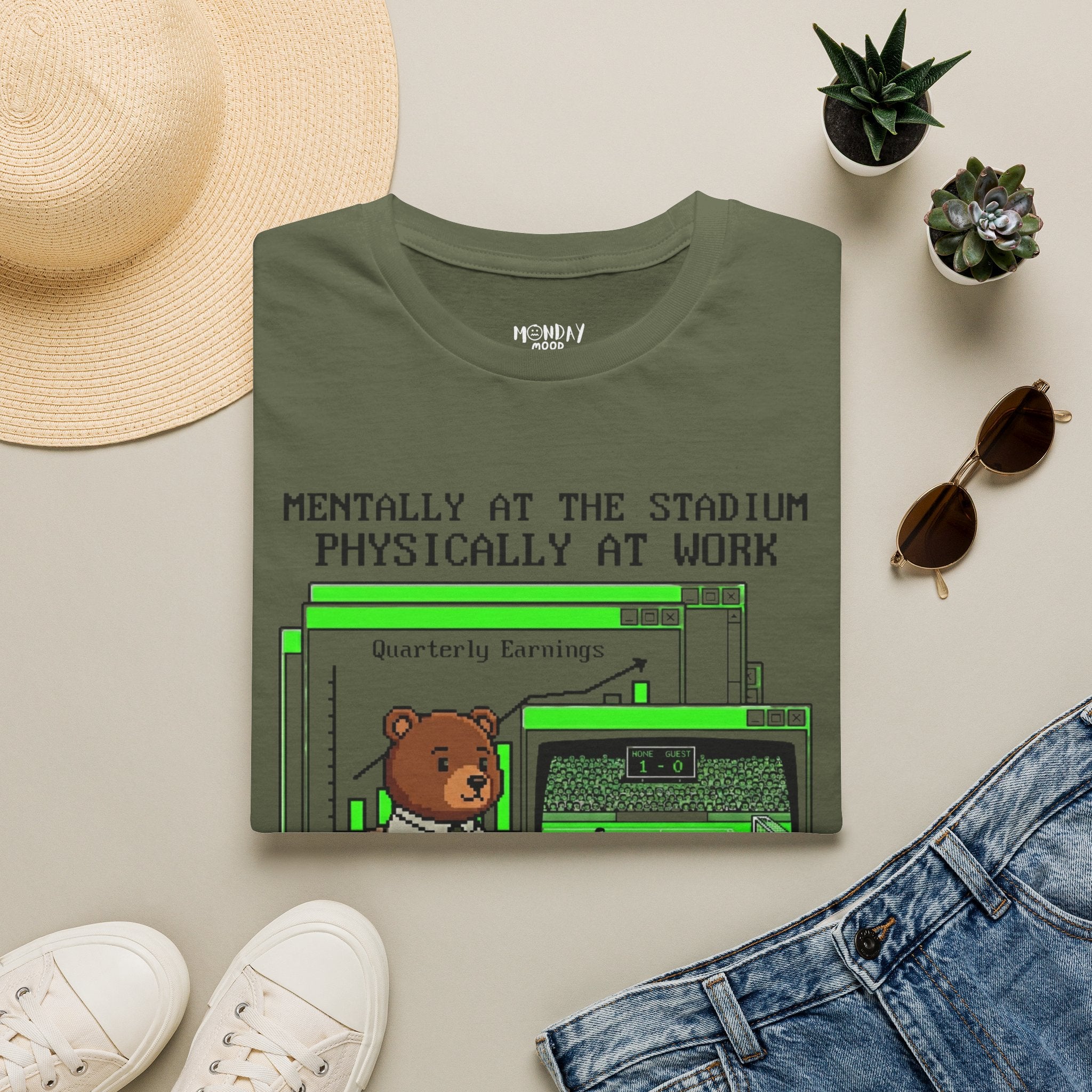 Mentally At The Stadium Physically At Work T-Shirt