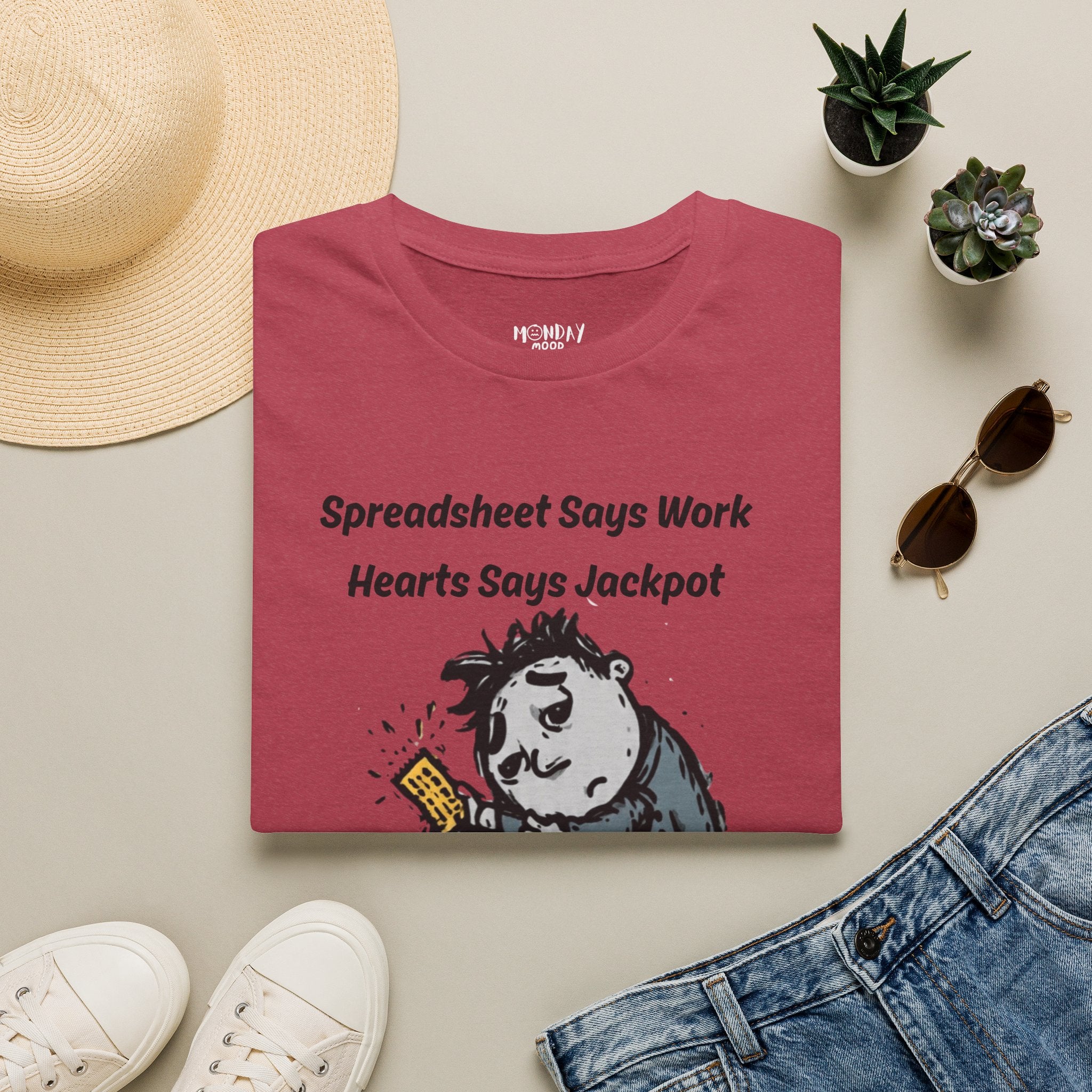 Spreadsheet Says Work Hearts Says Jackpot T-Shirt
